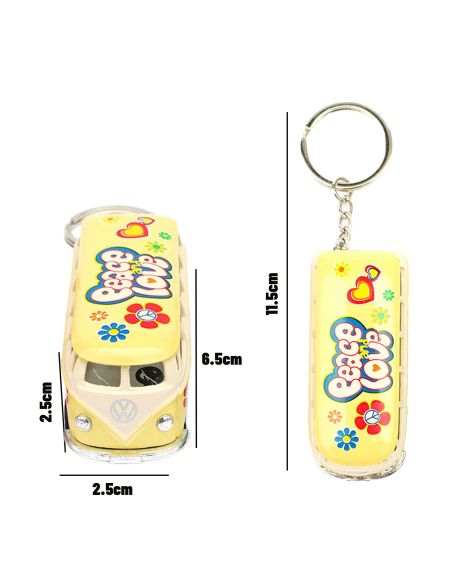 Porte-clés en métal "Combi VW T1 Bus 1962 Peace & Love" / voiture  à friction
