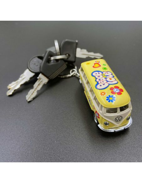 Porte-clés en métal "Combi VW T1 Bus 1962 Peace & Love" / voiture  à friction