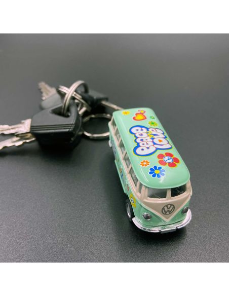 Porte-clés en métal "Combi VW T1 Bus 1962 Peace & Love" / voiture  à friction