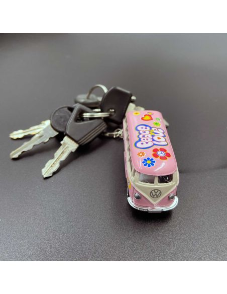 Porte-clés en métal "Combi VW T1 Bus 1962 Peace & Love" / voiture  à friction