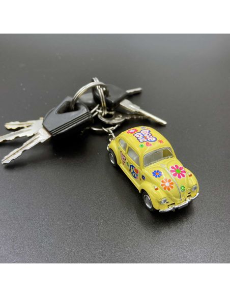 Porte-clés en Métal Cox 1967 Flower Power / Voiture  à Friction