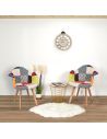 Lot de 2 Fauteuils scandinaves patchwork pieds bois - Multicolore