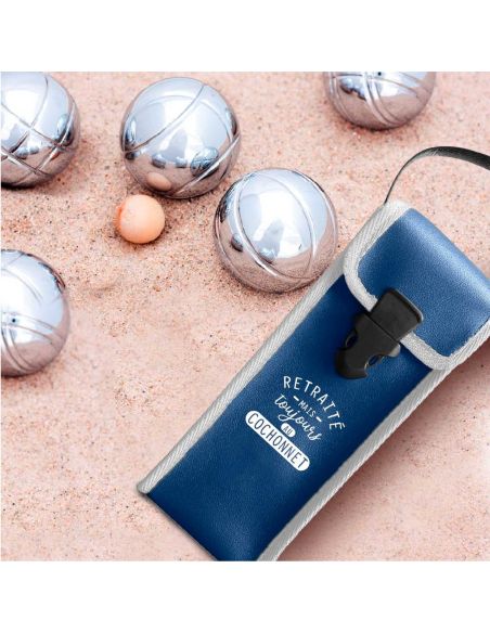 Etui boules de pétanque "Retraité mais toujours au cochonnet"