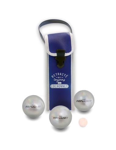 Etui boules de pétanque "Retraité mais toujours au cochonnet"