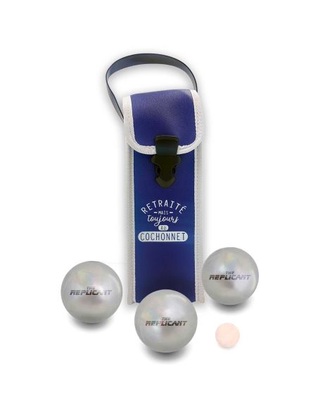 Etui boules de pétanque "Retraité mais toujours au cochonnet"