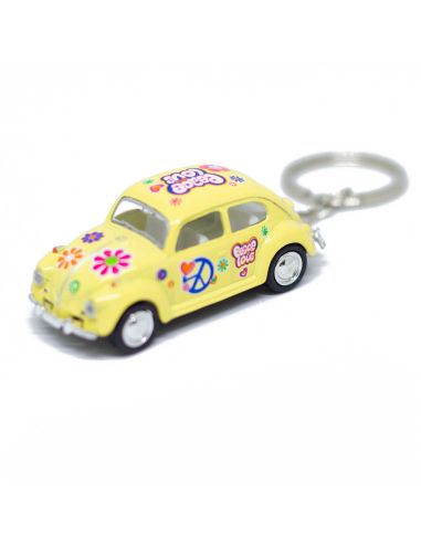 Porte-clés en Métal Cox 1967 Flower Power / Voiture  à Friction