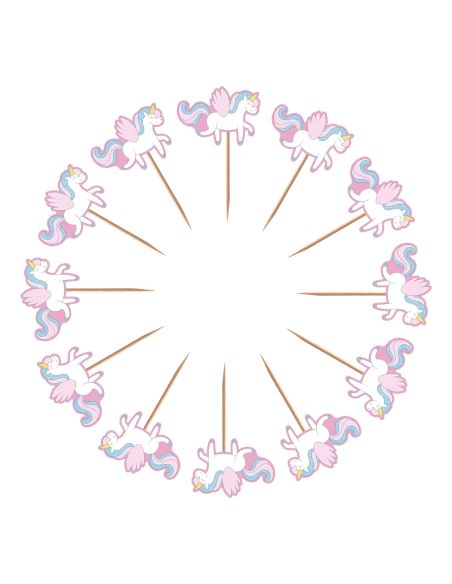 12 Pics à Gâteau Licorne