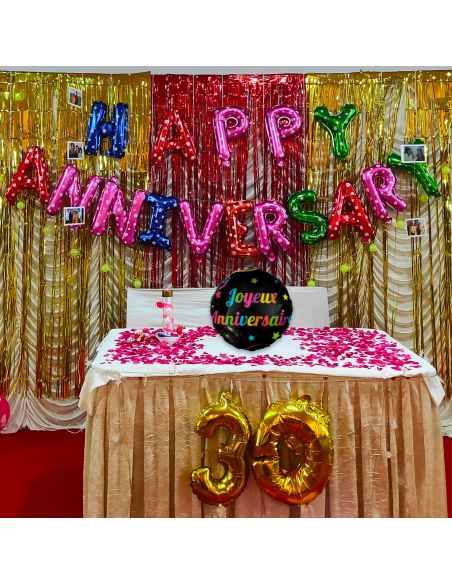 Ballon Métallique Rond Multicolore "Joyeux Anniversaire" - Dimension 35 cm