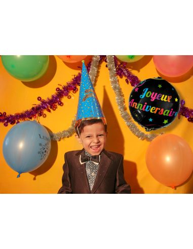 Ballon Métallique Rond Multicolore "Joyeux Anniversaire" - Dimension 35 cm