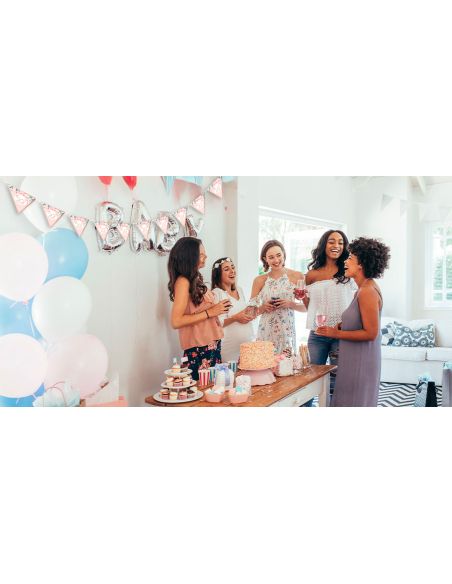 Guirlande 10 Fanion Baby Shower "Mon petit bébé" Rose