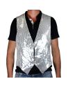 Gilet brillant Tenue Disco - Couleur : Argent - Taille : XL
