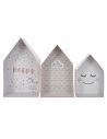 Lot De 3 Boîtes Gigognes Blanches et Roses  - Hauteur : 23 cm à 32 cm