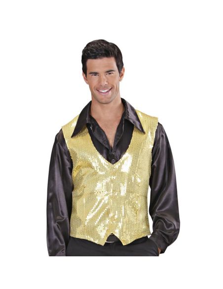 Gilet brillant Tenue Disco - Couleur : Or - Taille : XL