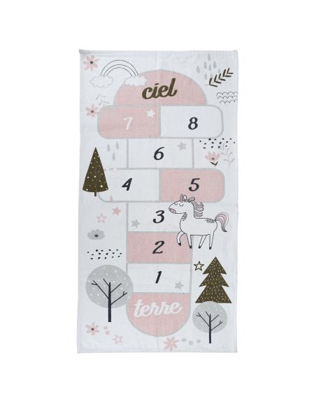 Tapis Illustré Jeu de Marelle  - Dimensions : L.140 x l.70 x H.0,5 cm