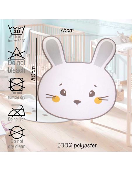 Tapis en Mousse pour Chambre Enfant Motif  "Lapin" - Dimensions : 80 x 75 cm