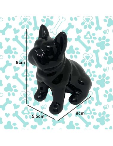 Statue mini Bulldog en Céramique Noire - Hauteur: 9 cm