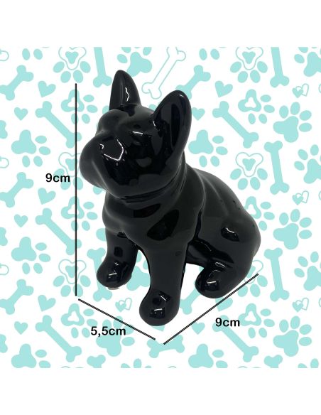 Statue mini Bulldog en Céramique Noire - Hauteur: 9 cm