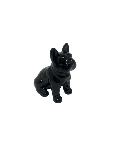 Statue mini Bulldog en Céramique Noire - Hauteur: 9 cm