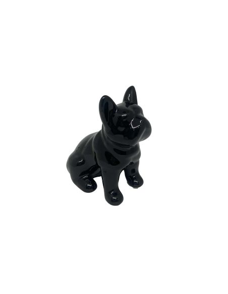 Statue mini Bulldog en Céramique Noire - Hauteur: 9 cm