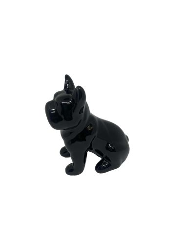 Statue mini Bulldog en Céramique Noire - Hauteur: 9 cm