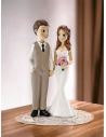 Figurine Couple jeunes Mariés Homme et Femme en Résine - Dimensions : 15 x 7,5 cm