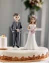 Figurine Couple Jeunes Mariés Homme et Femme en Résine - Dimensions : 12 x 7,4 cm 