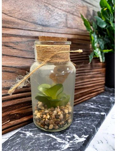 Pot Plante Artificielle en Verre - Dimensions : 12 x 6 cm