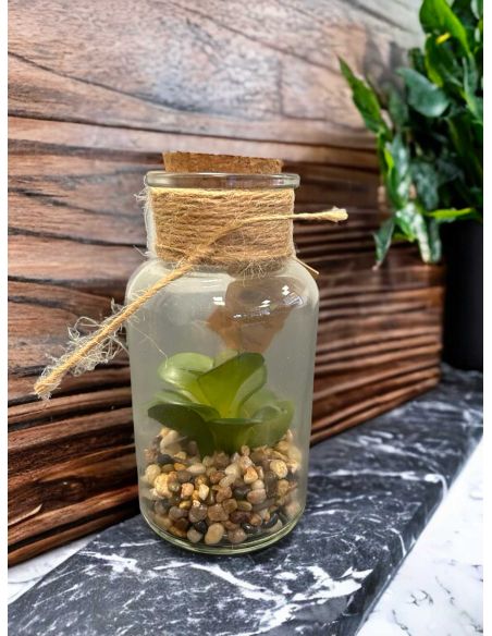 Pot Plante Artificielle en Verre - Dimensions : 12 x 6 cm