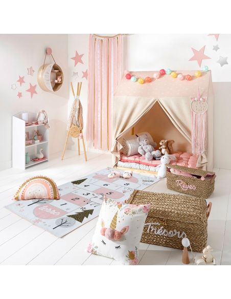 Tapis Illustré Jeu de Marelle  - Dimensions : L.140 x l.70 x H.0,5 cm