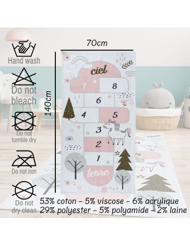 Tapis Illustré Jeu de Marelle  - Dimensions : L.140 x l.70 x H.0,5 cm