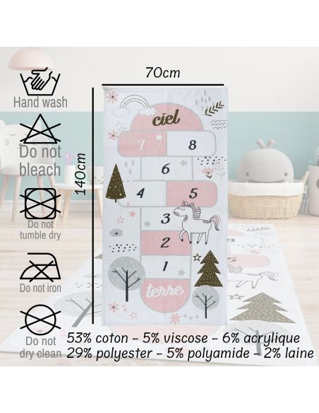 Tapis Illustré Jeu de Marelle  - Dimensions : L.140 x l.70 x H.0,5 cm