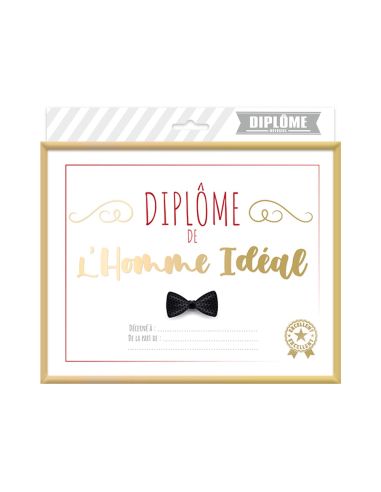 Cadre Diplôme de l'Homme Idéal - Dimensions :  25,5 x 21 x 1,5 cm