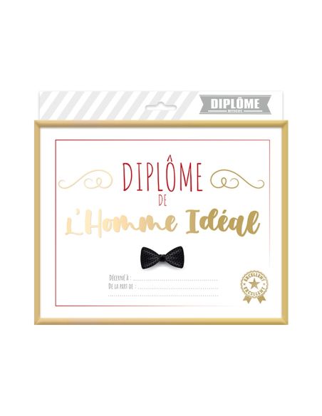 Cadre Diplôme de l'Homme Idéal - Dimensions :  25,5 x 21 x 1,5 cm