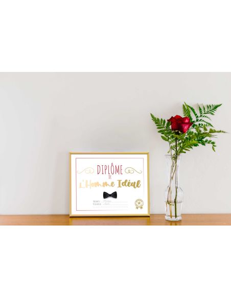 Cadre Diplôme de l'Homme Idéal - Dimensions :  25,5 x 21 x 1,5 cm