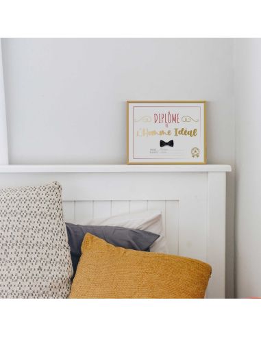 Cadre Diplôme de l'Homme Idéal - Dimensions :  25,5 x 21 x 1,5 cm