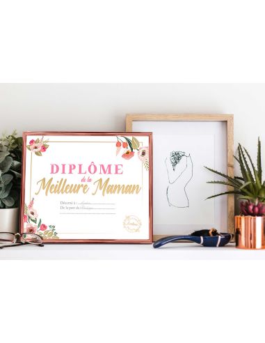 Cadre Diplôme de la Meilleure Maman - Dimensions :  25,5 x 21 x 1,5 cm