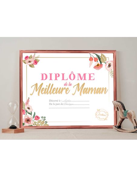 Cadre Diplôme de la Meilleure Maman - Dimensions :  25,5 x 21 x 1,5 cm