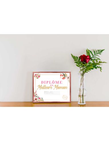 Cadre Diplôme de la Meilleure Maman - Dimensions :  25,5 x 21 x 1,5 cm