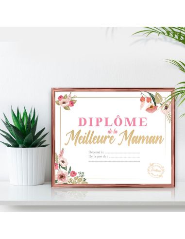 Cadre Diplôme de la Meilleure Maman - Dimensions :  25,5 x 21 x 1,5 cm