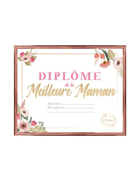 Cadre Diplôme de la Meilleure Maman - Dimensions :  25,5 x 21 x 1,5 cm