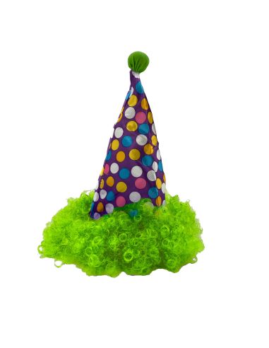 Chapeau de Clown Pointu avec Perruque Assortie / 3 Couleurs Disponibles