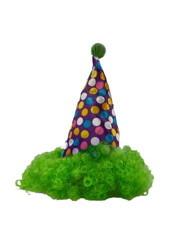 Chapeau de Clown Pointu avec Perruque Assortie / 3 Couleurs Disponibles