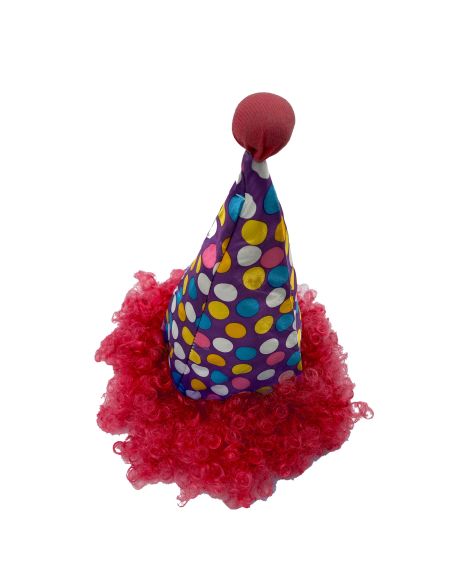 Chapeau de Clown Pointu avec Perruque Assortie / 3 Couleurs Disponibles