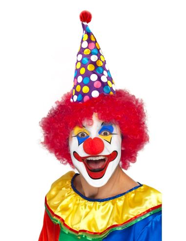 Chapeau de Clown Pointu avec Perruque Assortie / 3 Couleurs Disponibles