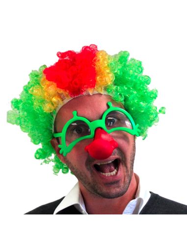 Lunettes Avec Nez de Clown - Couleurs : Vert et Rouge
