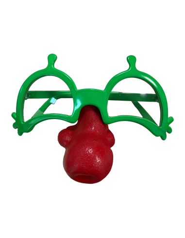Lunettes Avec Nez de Clown - Couleurs : Vert et Rouge
