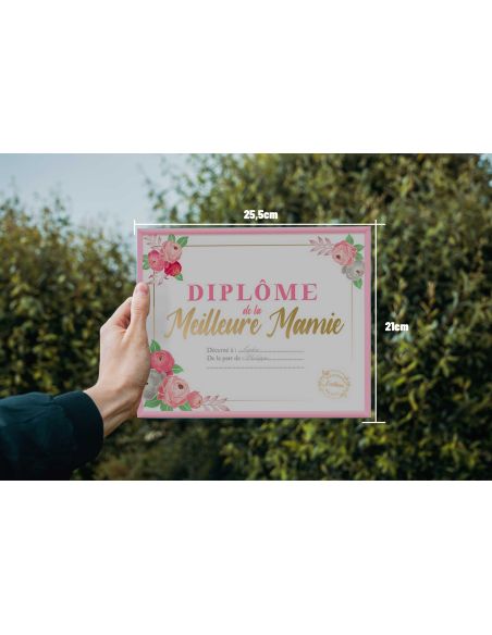 Cadre Diplôme de la Meilleure Mamie - Dimensions : 25,5 x 21 x 1,5 cm