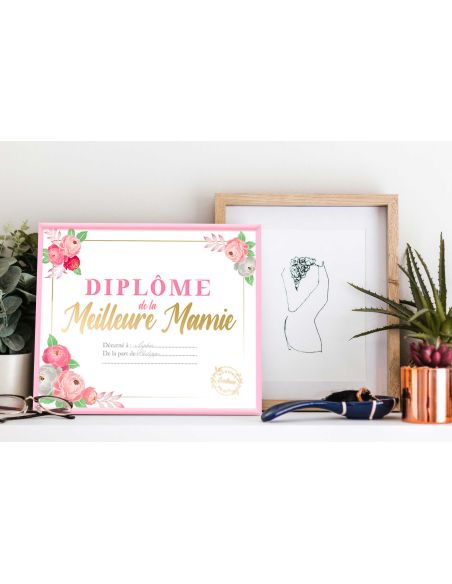 Cadre Diplôme de la Meilleure Mamie - Dimensions : 25,5 x 21 x 1,5 cm