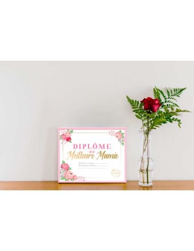 Cadre Diplôme de la Meilleure Mamie - Dimensions : 25,5 x 21 x 1,5 cm