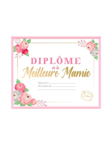 Cadre Diplôme de la Meilleure Mamie - Dimensions : 25,5 x 21 x 1,5 cm